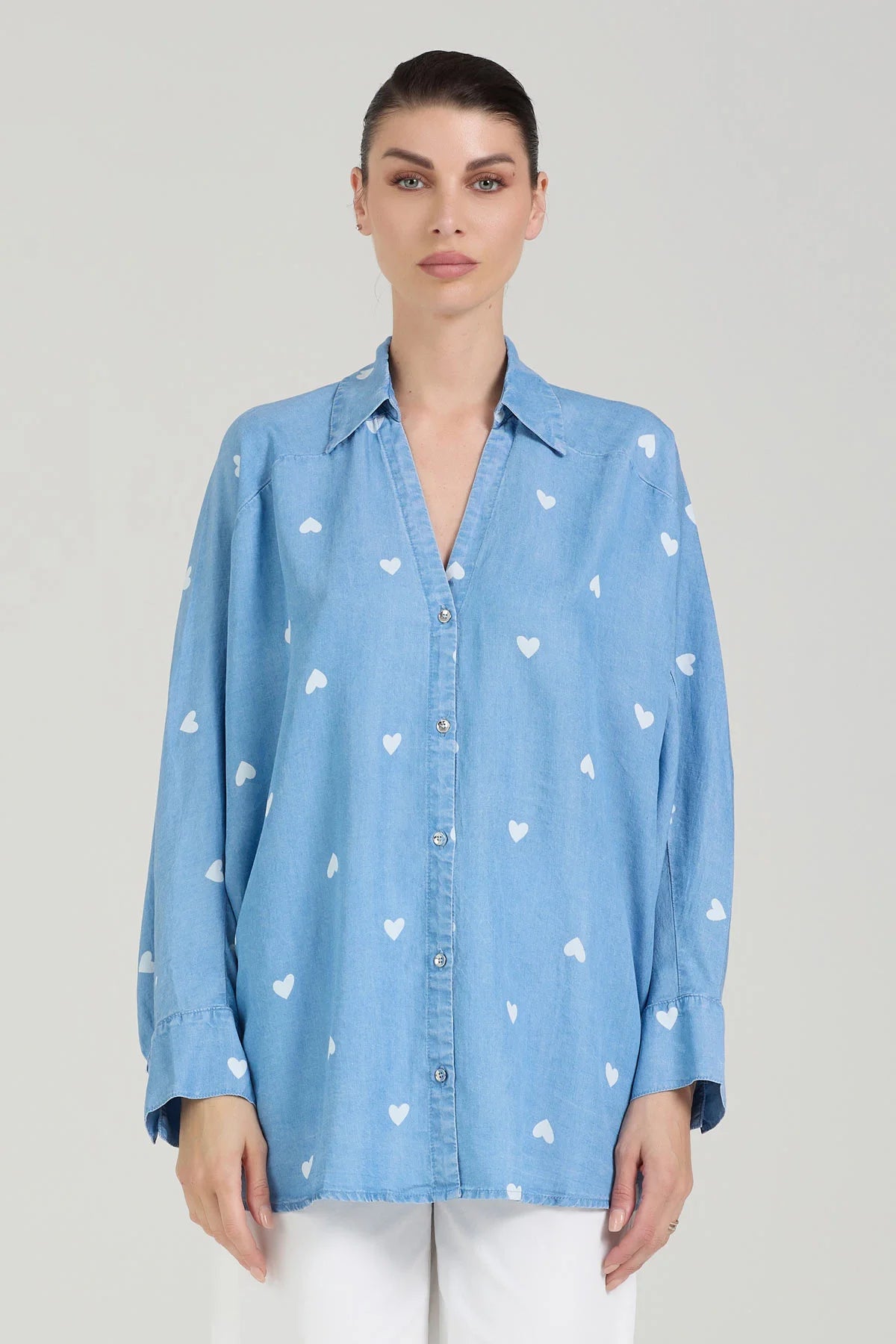 CAMICIA DENIM CON CUORICINI TAKE TWO