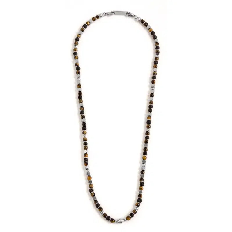 Collana occhio di tigre e pietra lavica Marlù