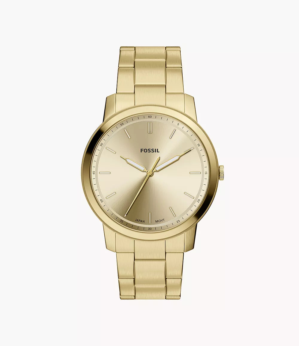 Orologio Minimalist 44 mm a tre sfere con bracciale in acciaio color oro Fossil