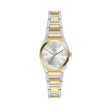 Orologio Everett 27 mm a tre sfere con bracciale in acciaio bicolore Fossil