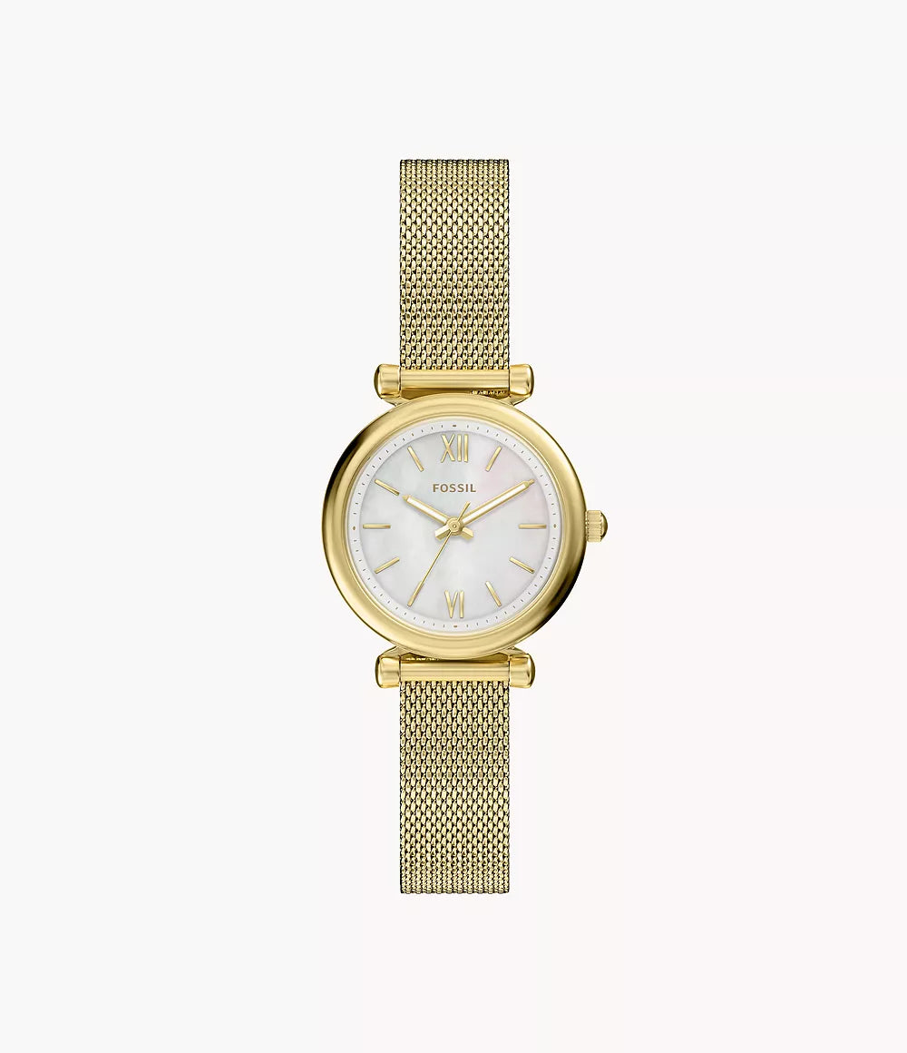 Orologio Carlie a tre sfere con bracciale in acciaio color oro Fossil