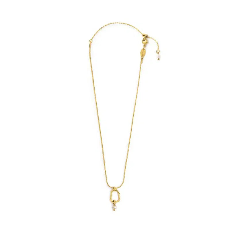 Collana catena serpentine con centrale a forma organica con perla Marlù