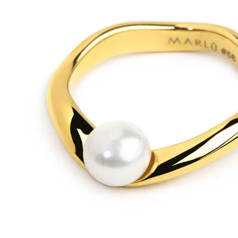 Anello a fascia a forma organica con perla MARLU'