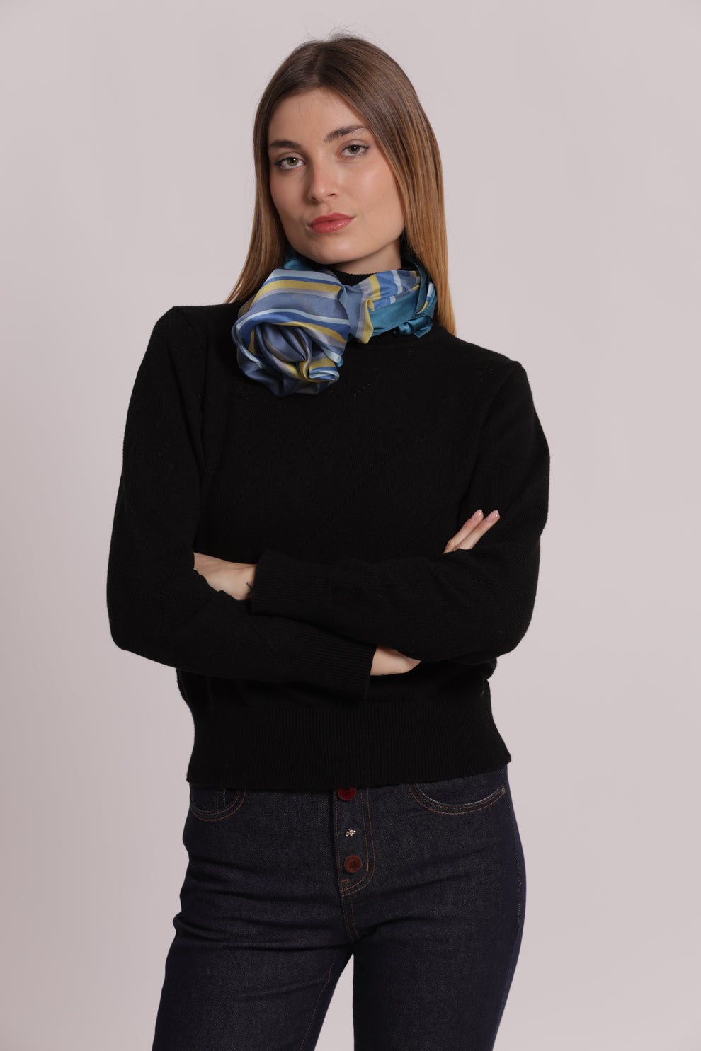 FOULARD CON RIGHE DIAGONALI (90X90 cm) MIMI-MUA