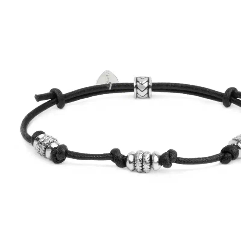 Bracciale cordino cerato gruppi di rondelle in acciaio Marlù