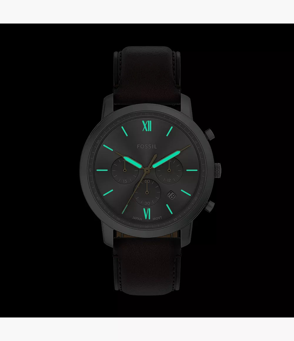 Cronografo Neutra 44 mm con cinturino in pelle marrone Fossil