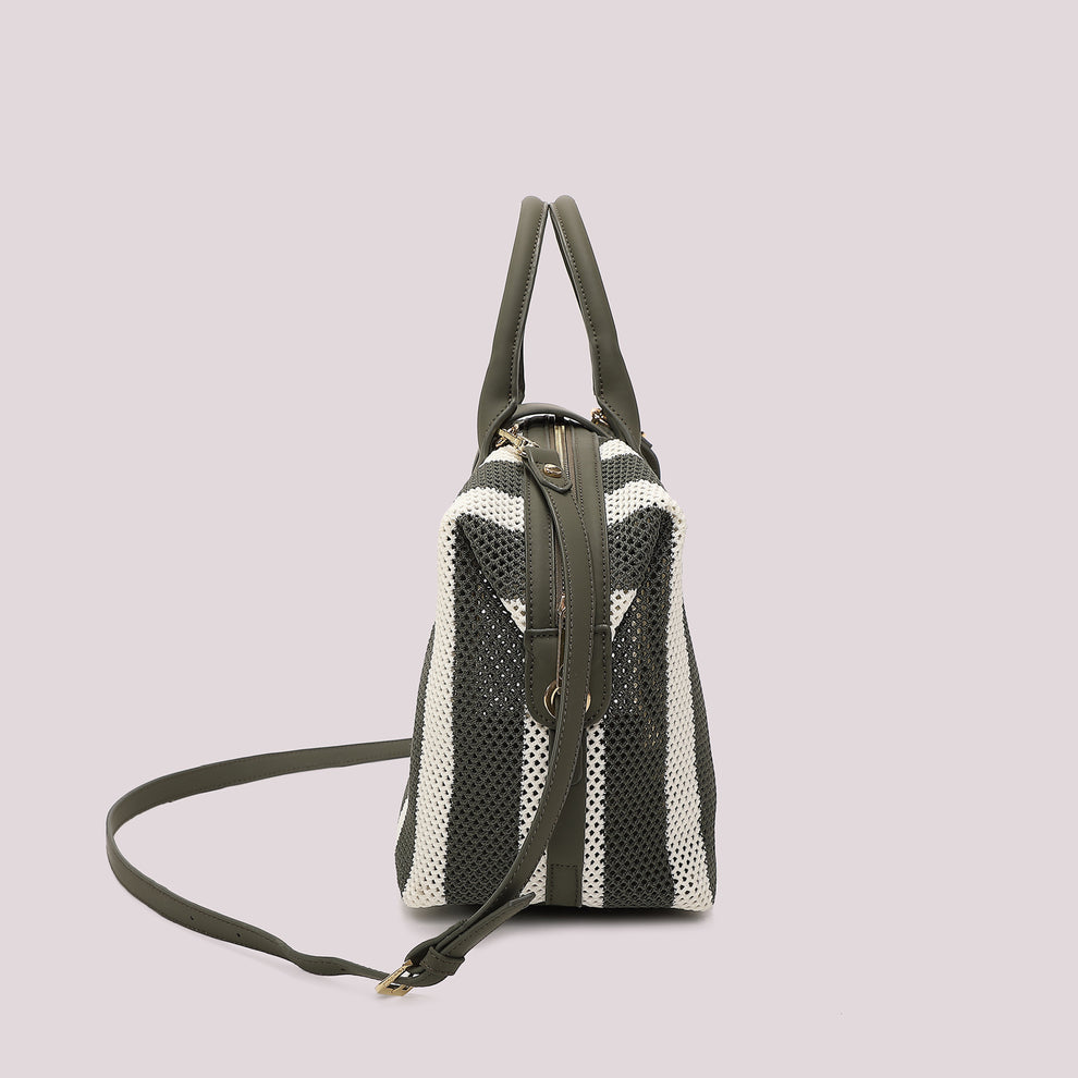 BORSA A BAULETTO IN RETE A RIGHE MIMI-MUA