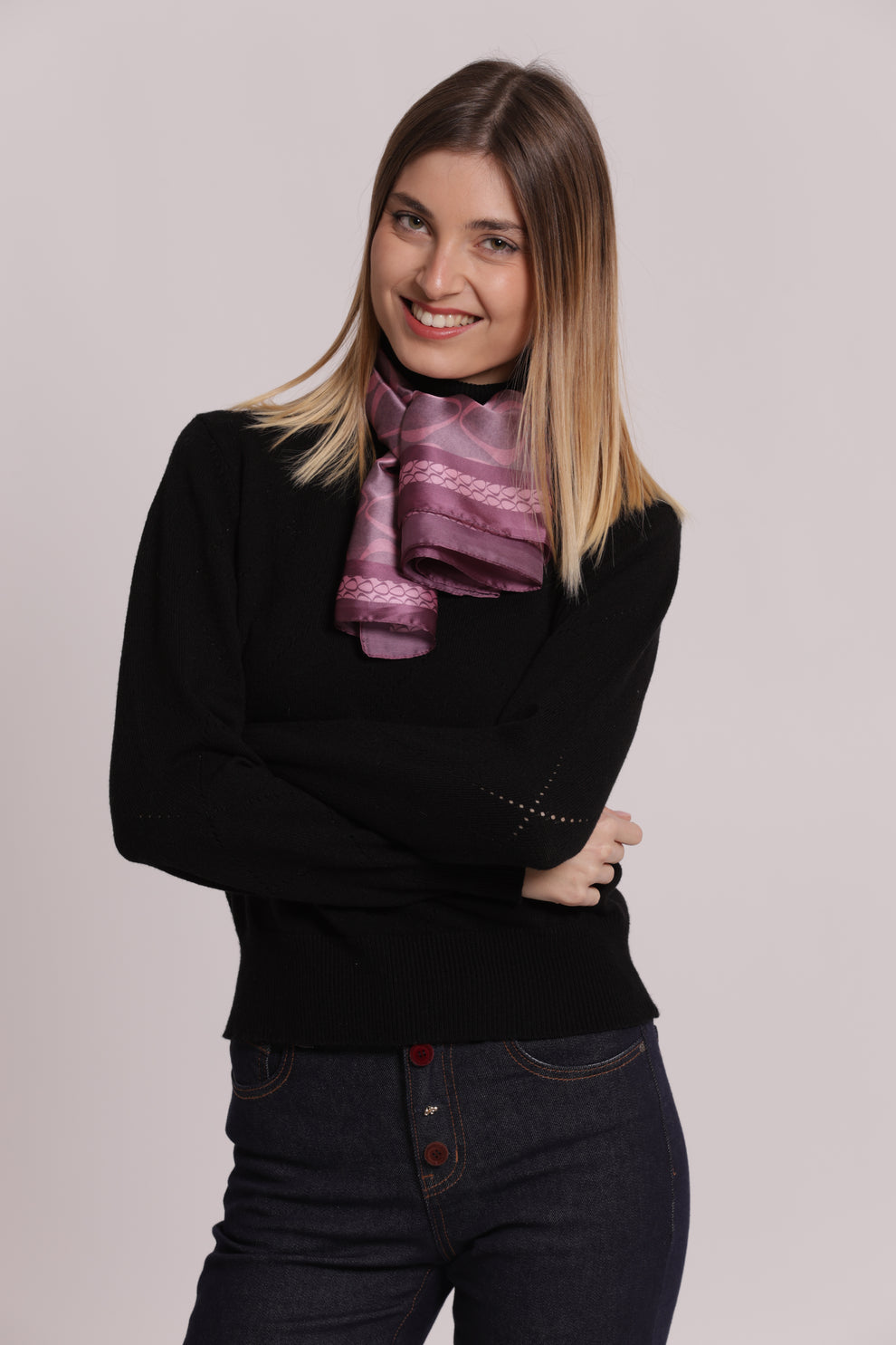 FOULARD CON CERCHIETTI ASIMMETRICI (90X90 cm) MIMI-MUA