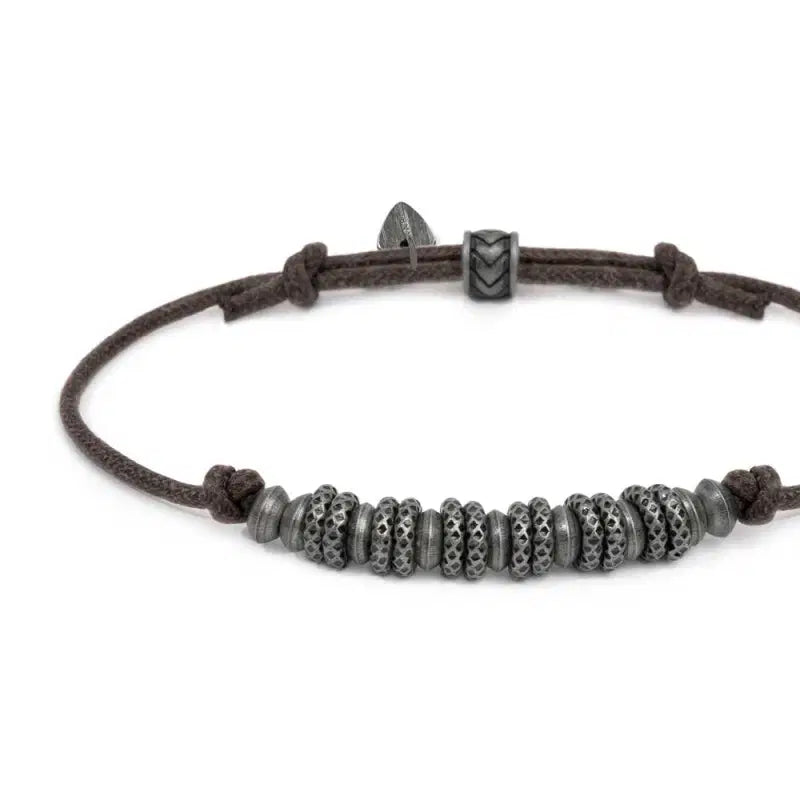 Bracciale cordino cerato rondelle in acciaio Marlù