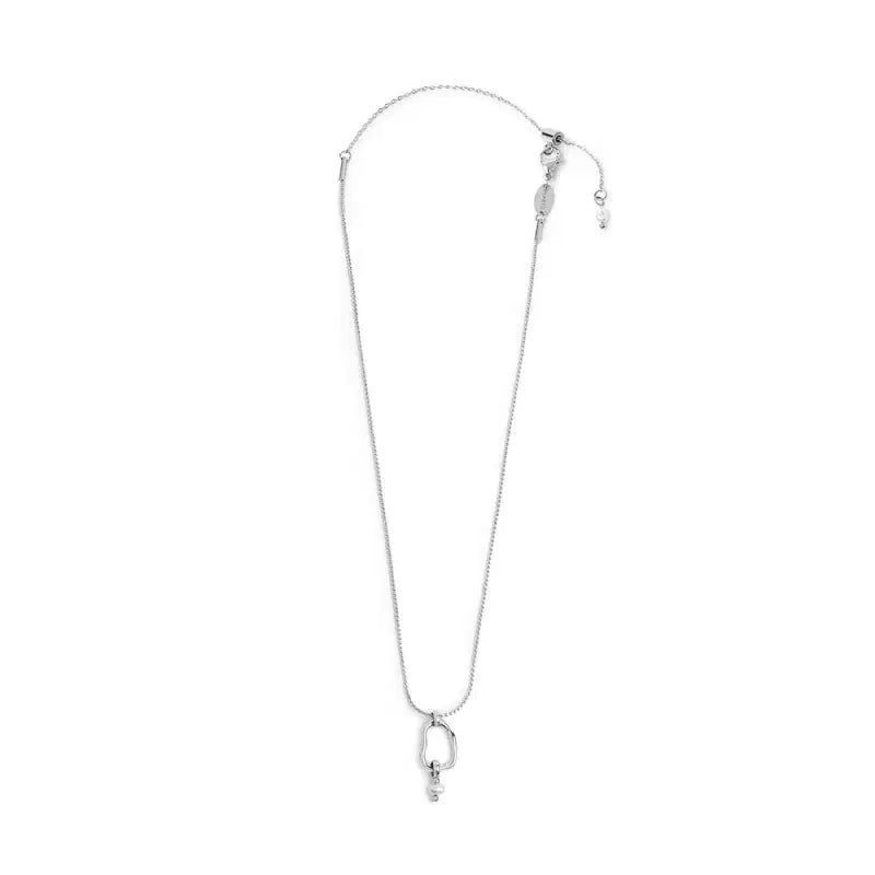 Collana catena serpentine con centrale a forma organica con perla Marlù