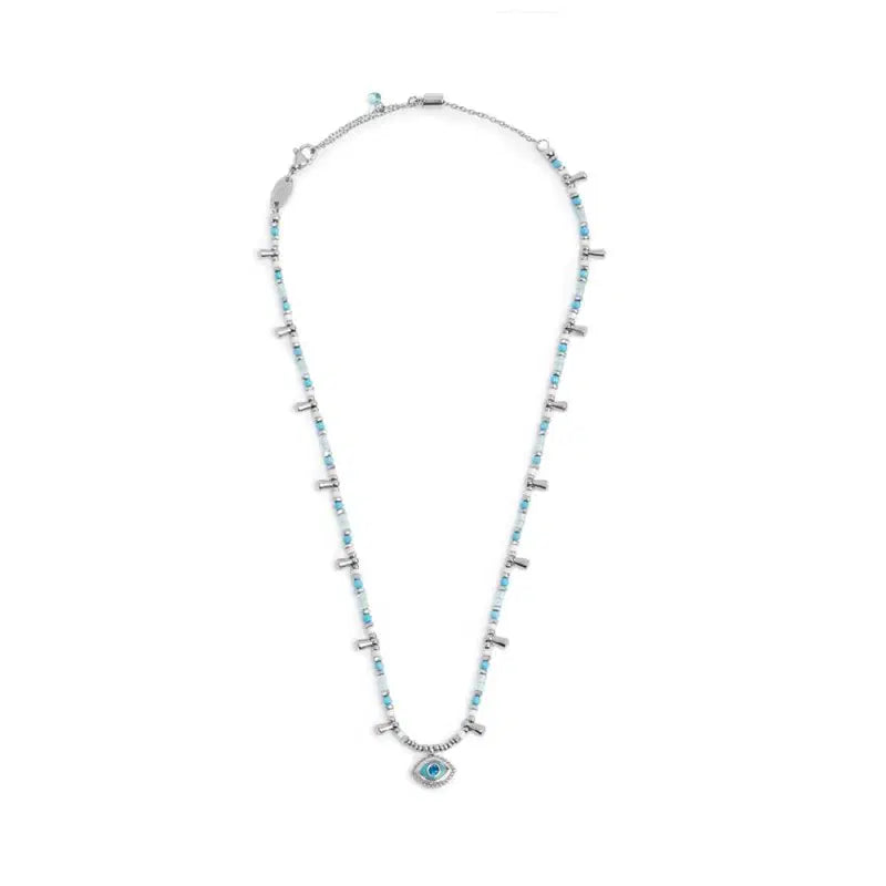 Collana con occhio pendente ed elementi di ematite sfacetttata Marlù