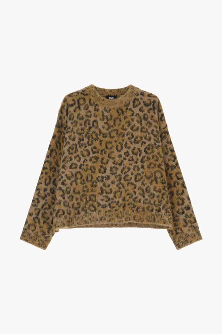 Maglione girocollo stampa animalier vestibilità morbida Dixie