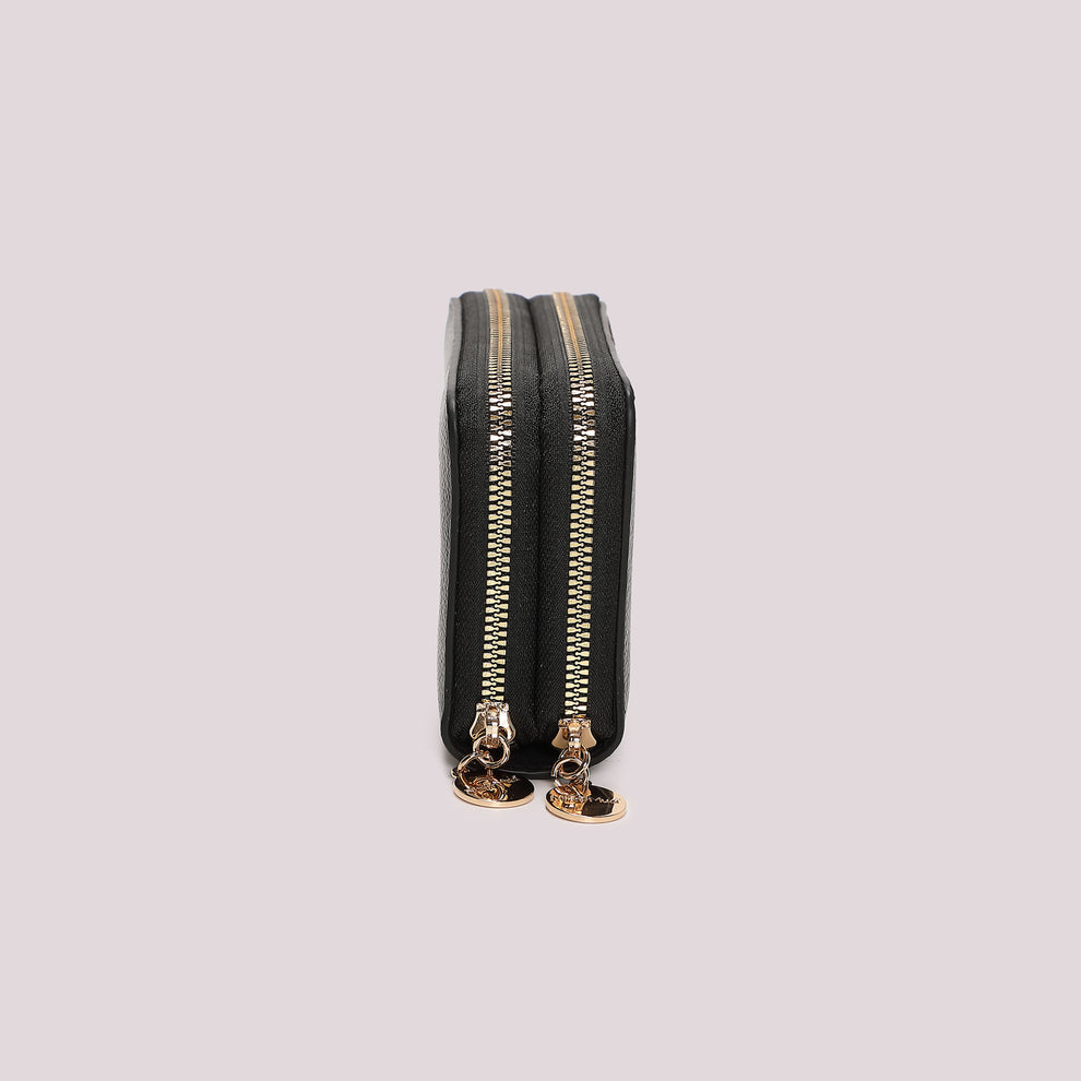 PORTAFOGLIO MEDIO CON DOPPIA ZIP EFFETTO CAMOSCIO MIMI-MUA