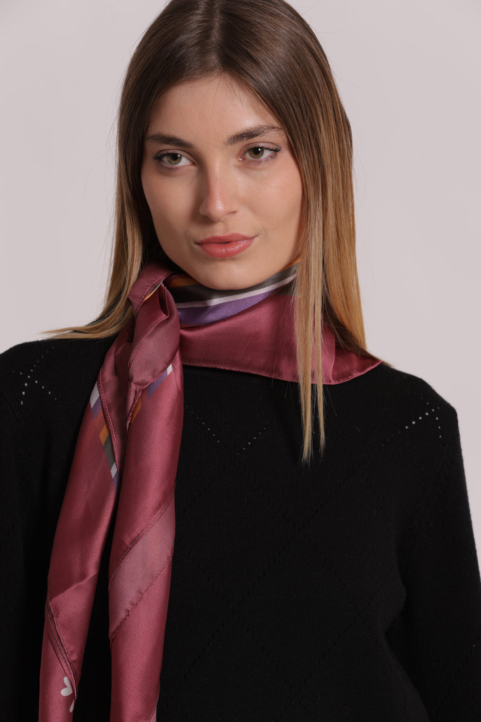 FOULARD CON RIGHE DIAGONALI (90X90 cm) MIMI-MUA