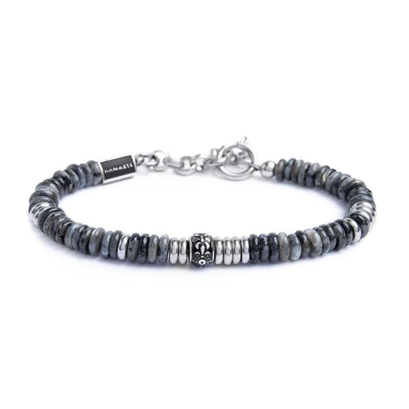 Bracciale catena dischetti in pietra e acciaio Marlu