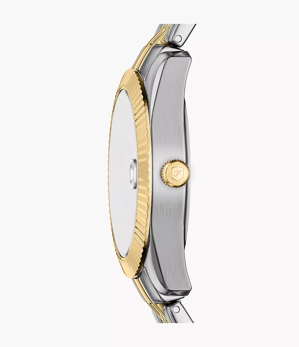Orologio Scarlette 33 mm a tre sfere con bracciale in acciaio bicolore Fossil