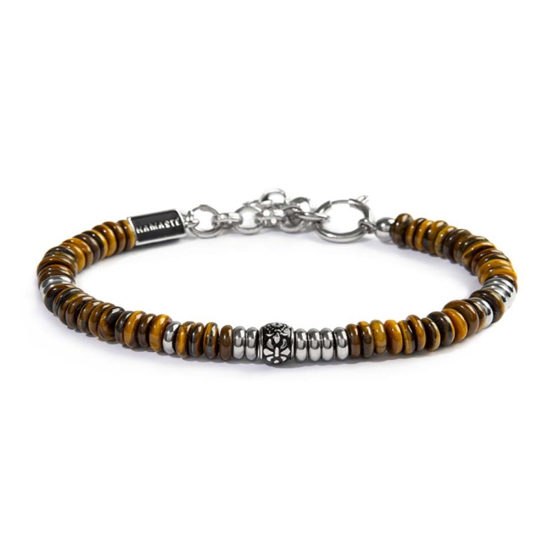 Bracciale catena dischetti in pietra e acciaio Marlu