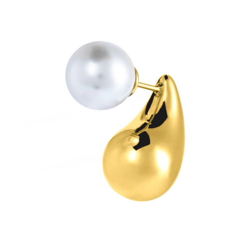 Orecchino a lobo goccia 1,8 cm con chiusura perla Marlù