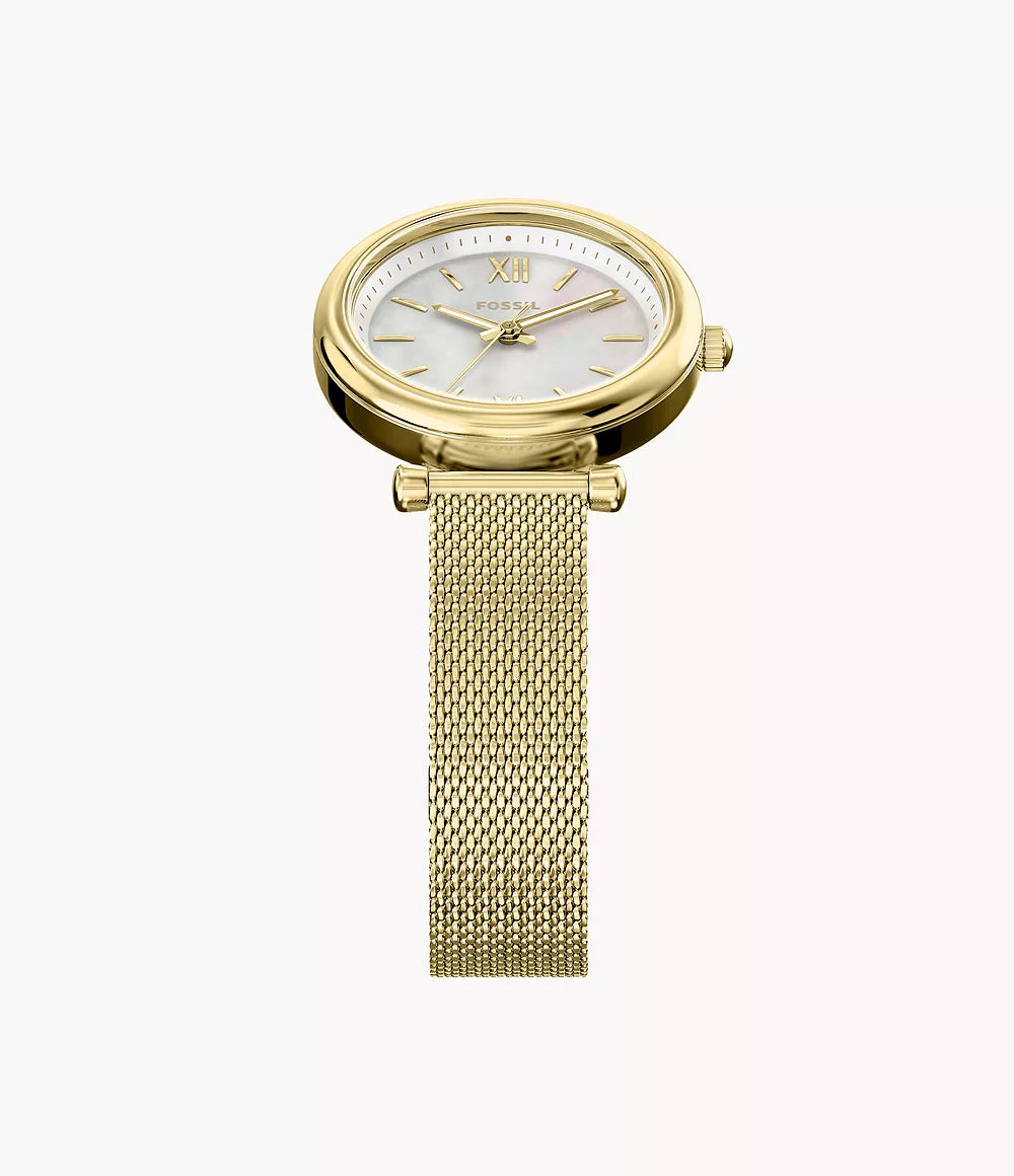 Orologio Carlie a tre sfere con bracciale in acciaio color oro Fossil