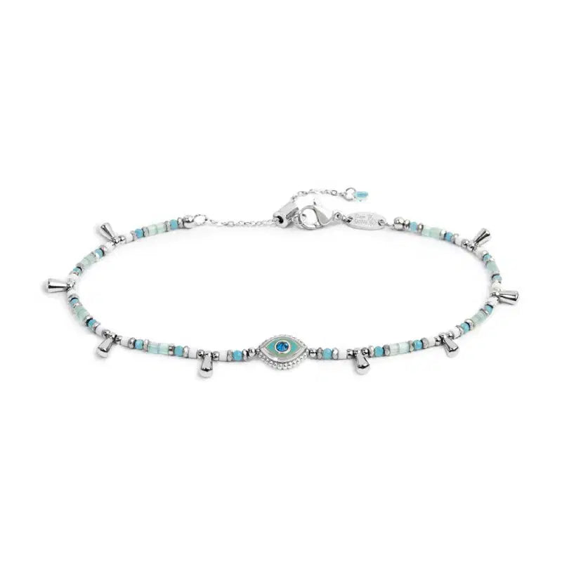 Bracciale elementi di ematite sfacetttata con occhio centrale Marlù
