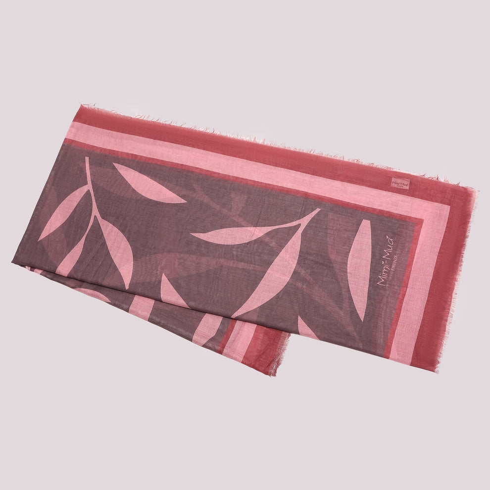 FOULARD CON FOGLIOLINE SPARSE (135X135 cm) MIMI-MUA