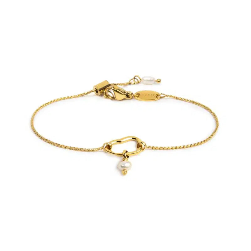 Bracciale catena con centrale a forma organica con perla Marlù