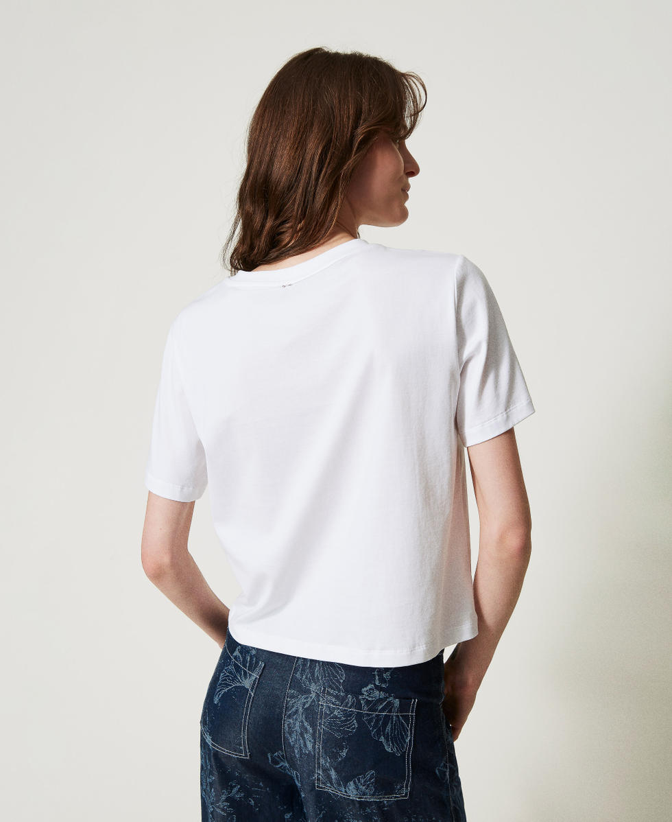 T-shirt con stampa e ricamo Twinset