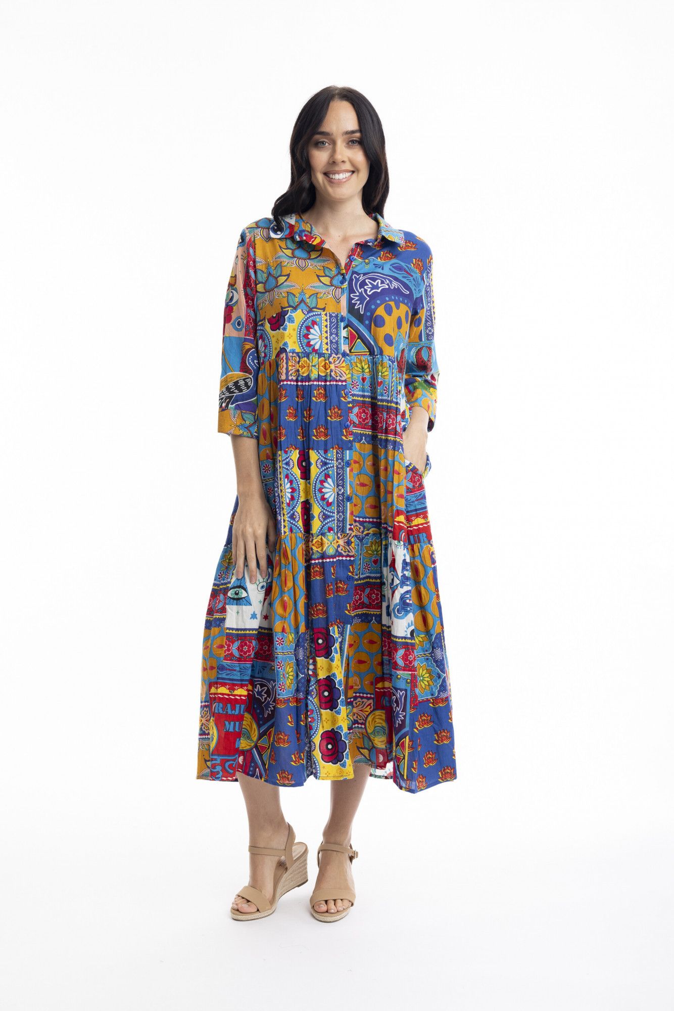 Amritsar Collared Midi Dress Orientique
