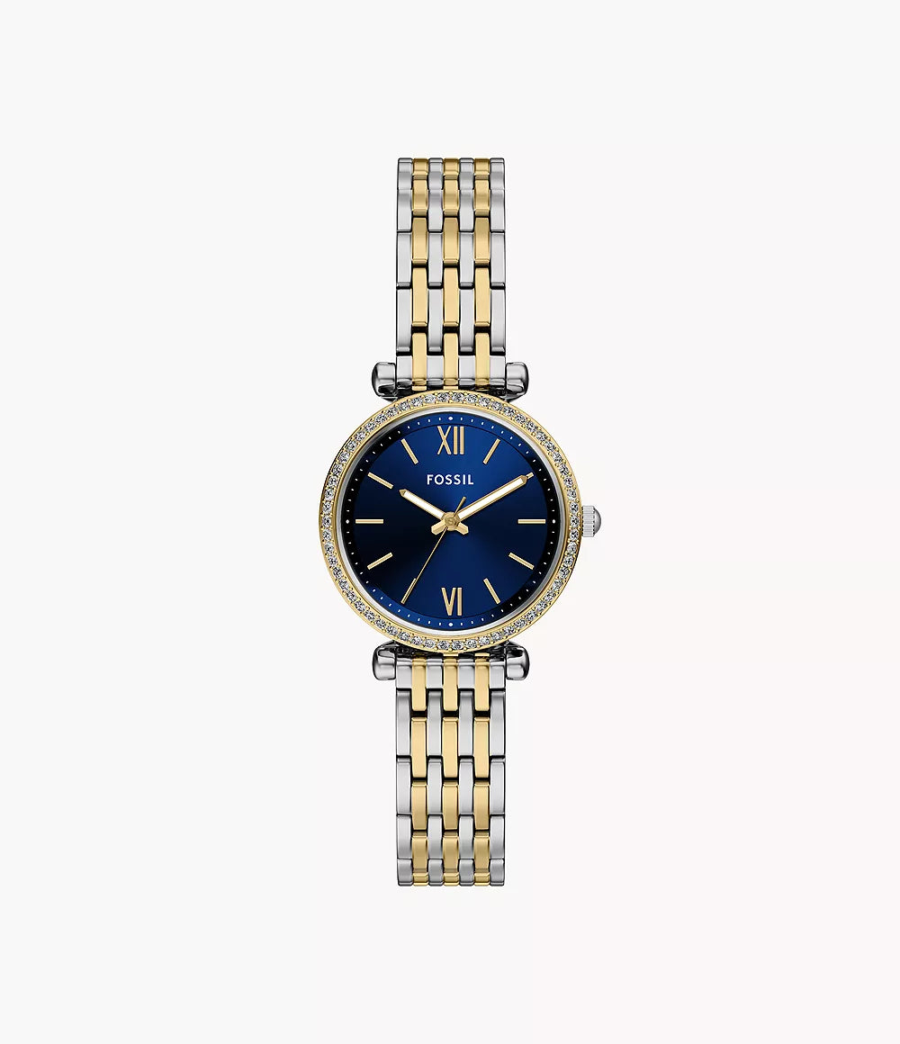 Orologio Carlie Mini 28 mm a tre sfere con bracciale in acciaio bicolore Fossil