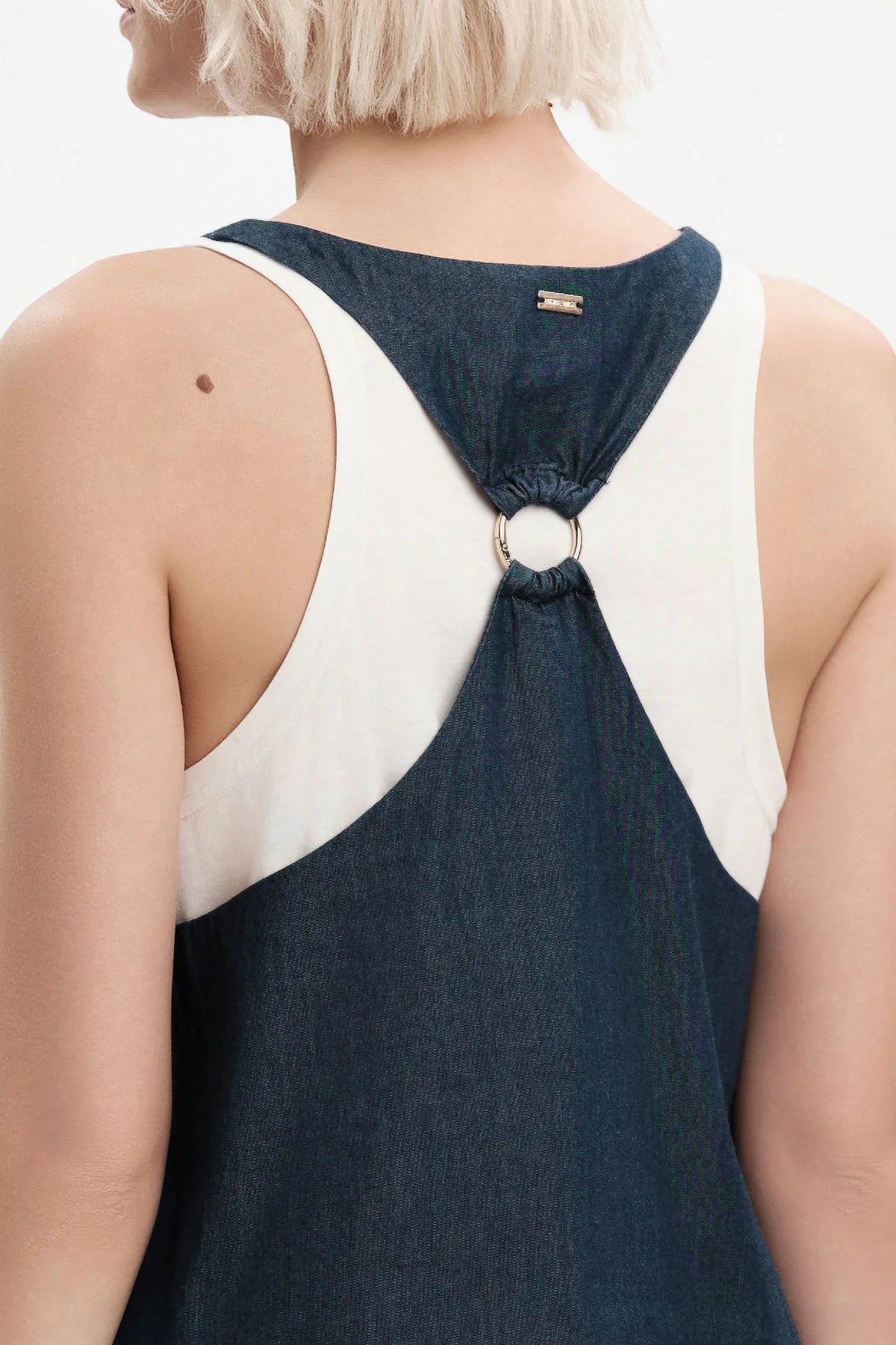 TOP CON DOPPIO PANNELLO IN CHAMBRAY WHITE WISE