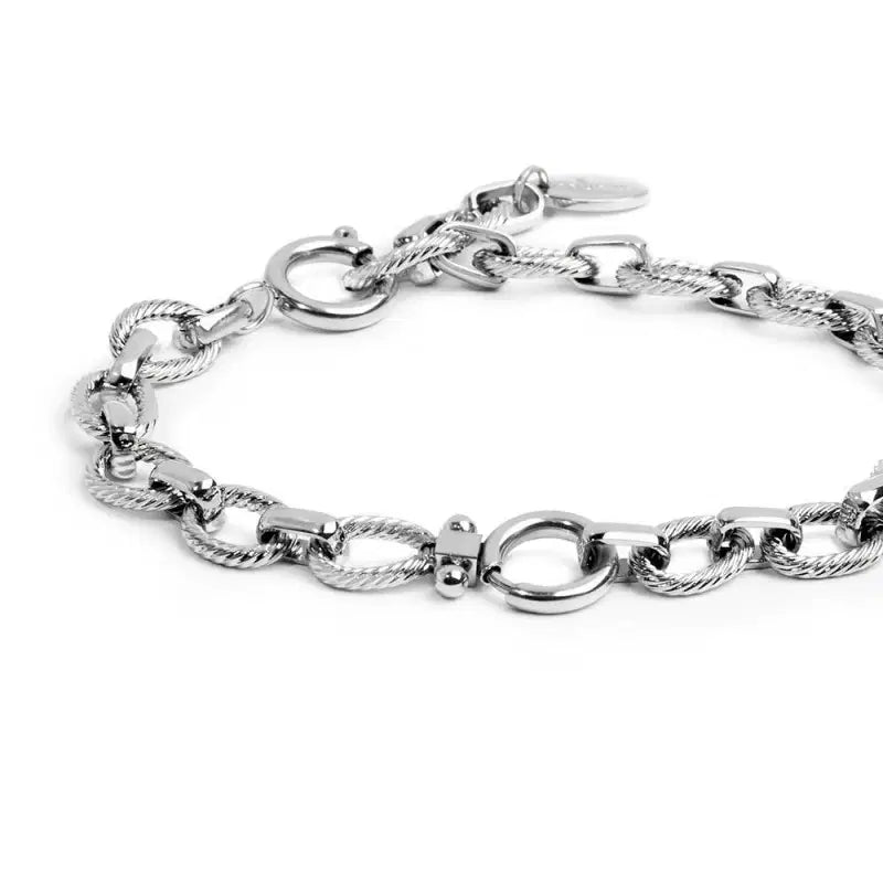 Bracciale catena a maglie larghe texturizzate al centro moschettone ad anello Marlù