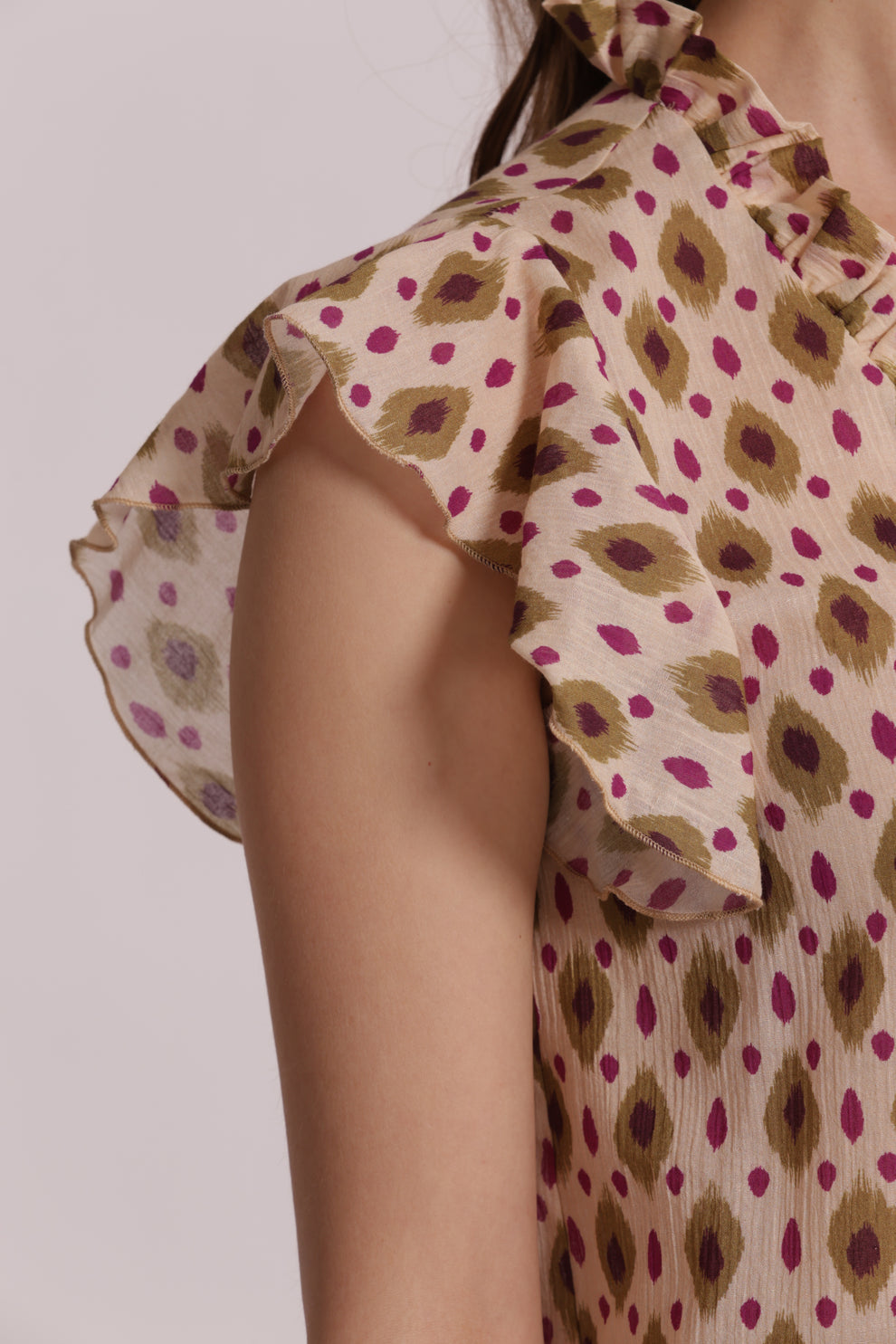 BLUSA A MANICHE CORTE FANTASIA ROMBI MIMI-MUA