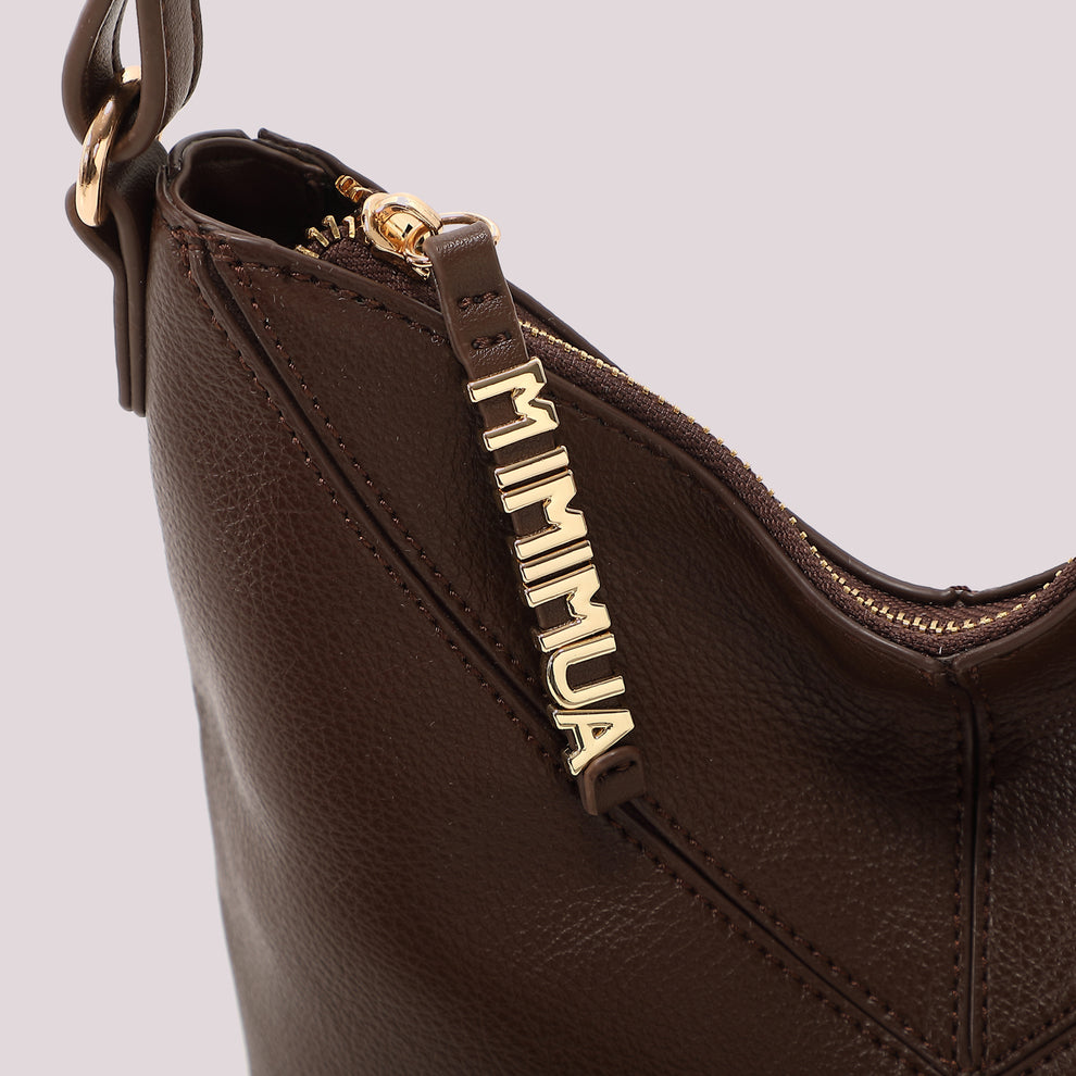 BORSA A TRACOLLA CON LETTERE MIMI MUA SULLA ZIP Mimi-Mua