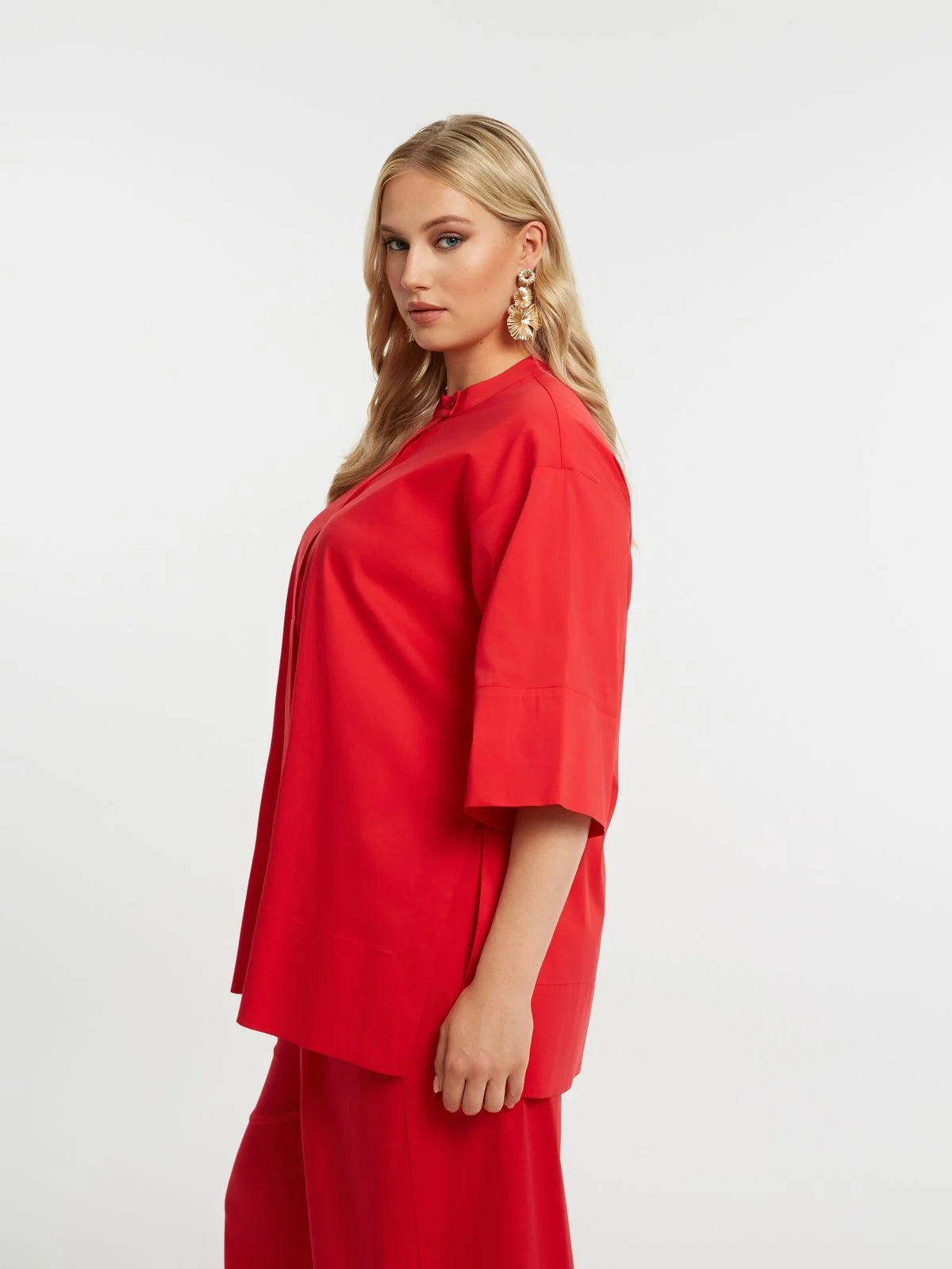 Camicia a collo alto in misto modal fluido Mat
