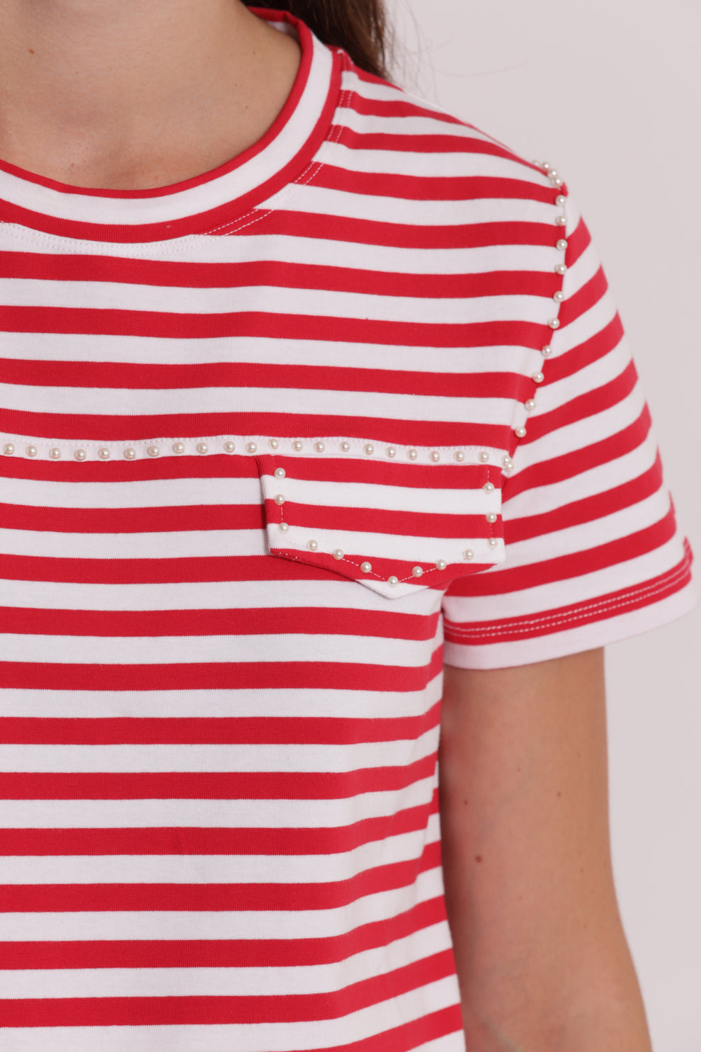 T-SHIRT A RIGHE CON BORCHIE MIMI-MUA