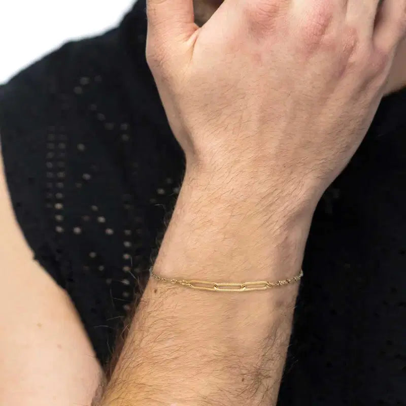Bracciale catena lip cable e centrale a catena cable con texture Marlù