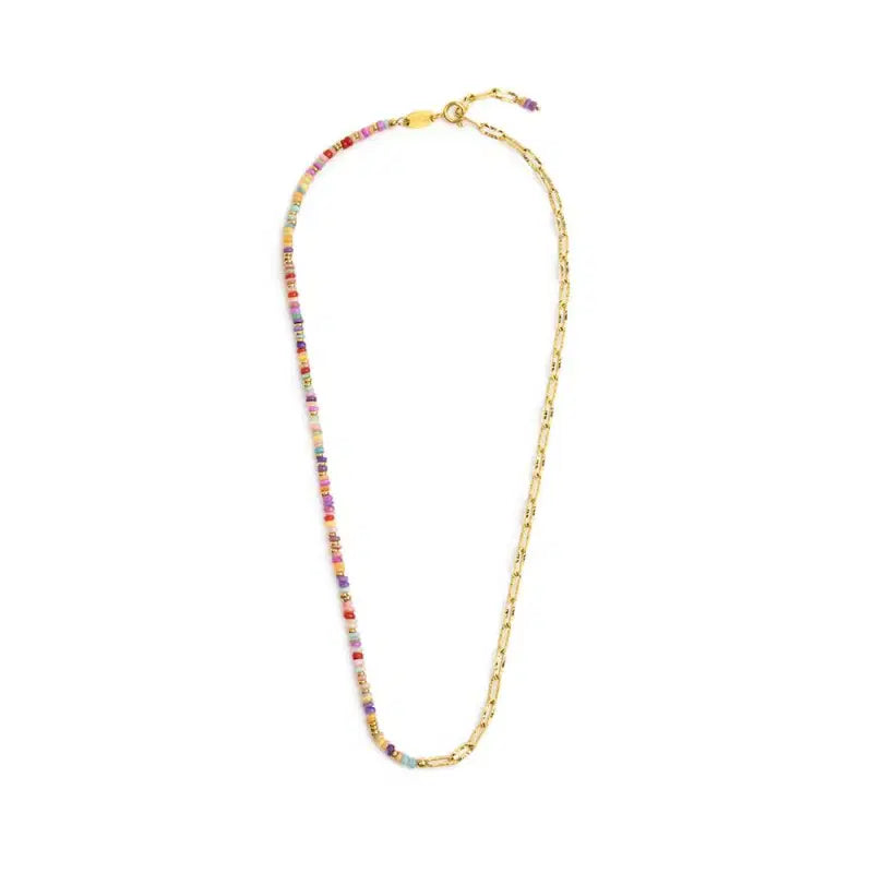 Collana con perline colorate e catena a maglia larga Marlù