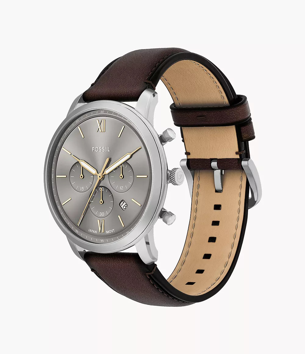 Cronografo Neutra 44 mm con cinturino in pelle marrone Fossil
