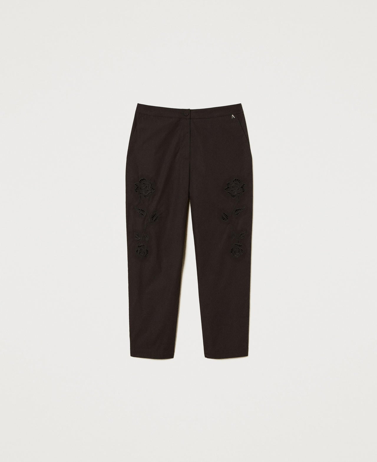 Pantaloni chino con ricamo a fiori Twinset