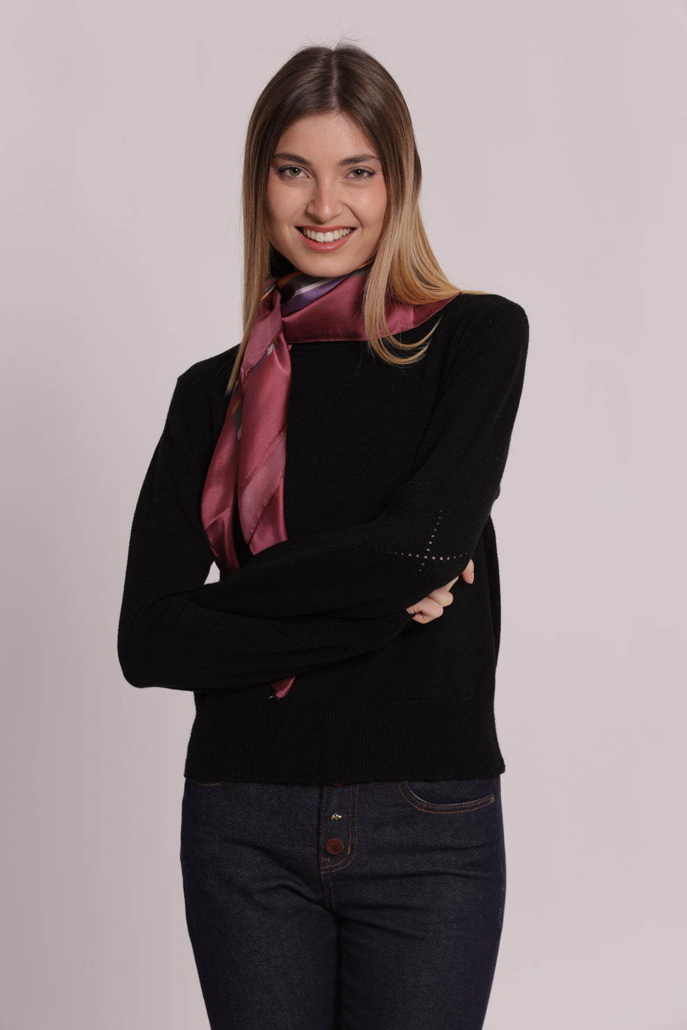 FOULARD CON RIGHE DIAGONALI (90X90 cm) MIMI-MUA