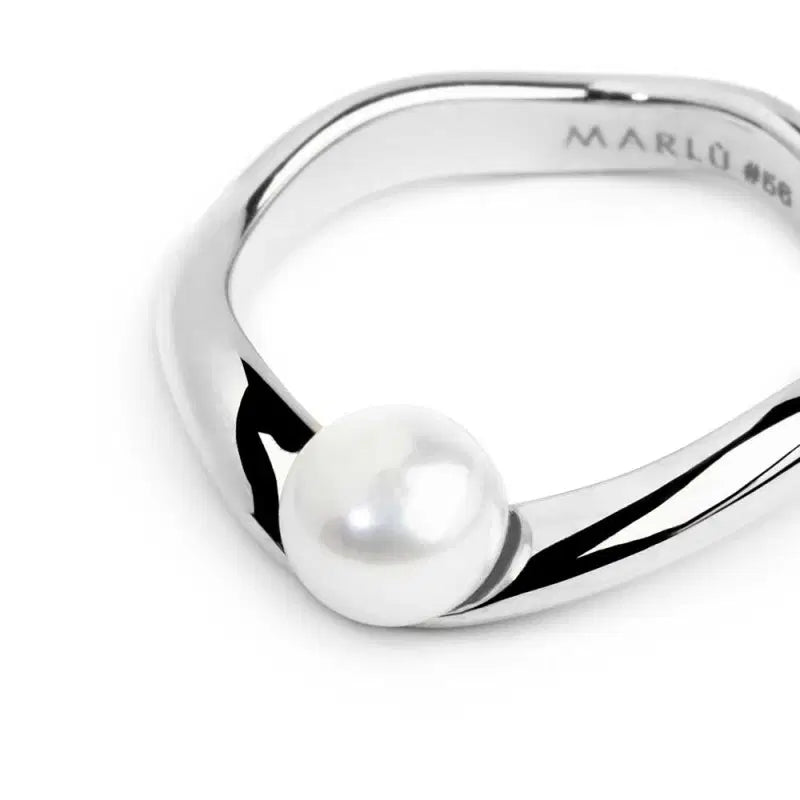 Anello a fascia a forma organica con perla MARLU'