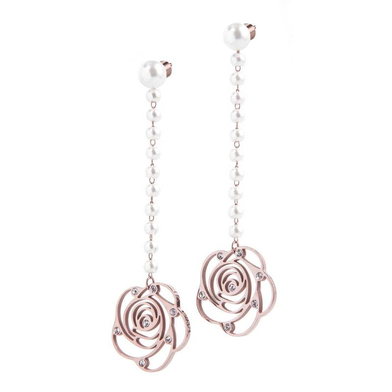 Orecchini con pendente rosa con cristalli Marlù