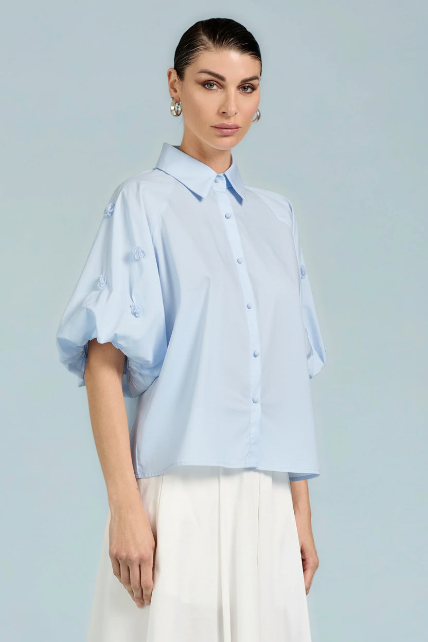 CAMICIA OVER MANICHE A PALLONCINO CON APPLICAZIONI TAKE TWO