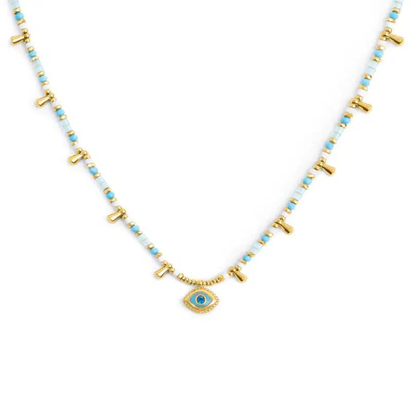Collana con occhio pendente ed elementi di ematite sfacetttata Marlù