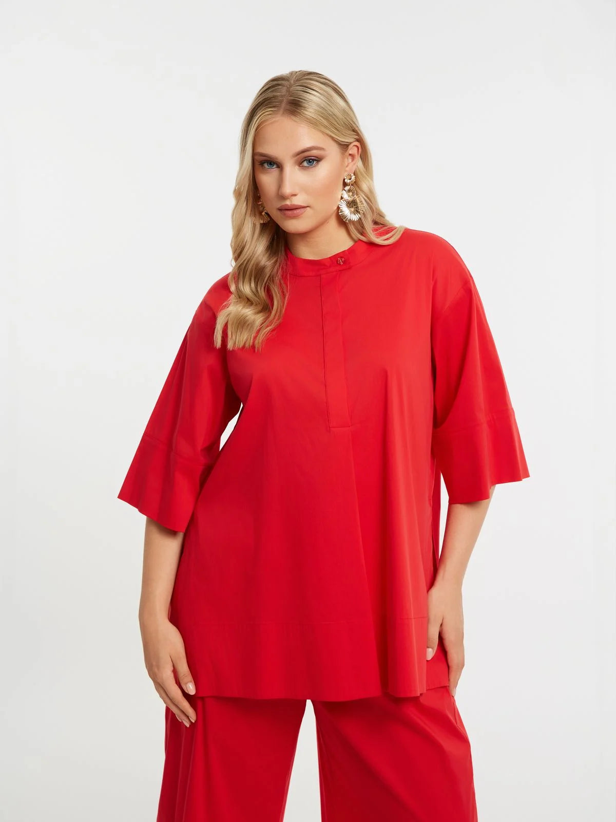 Camicia a collo alto in misto modal fluido Mat