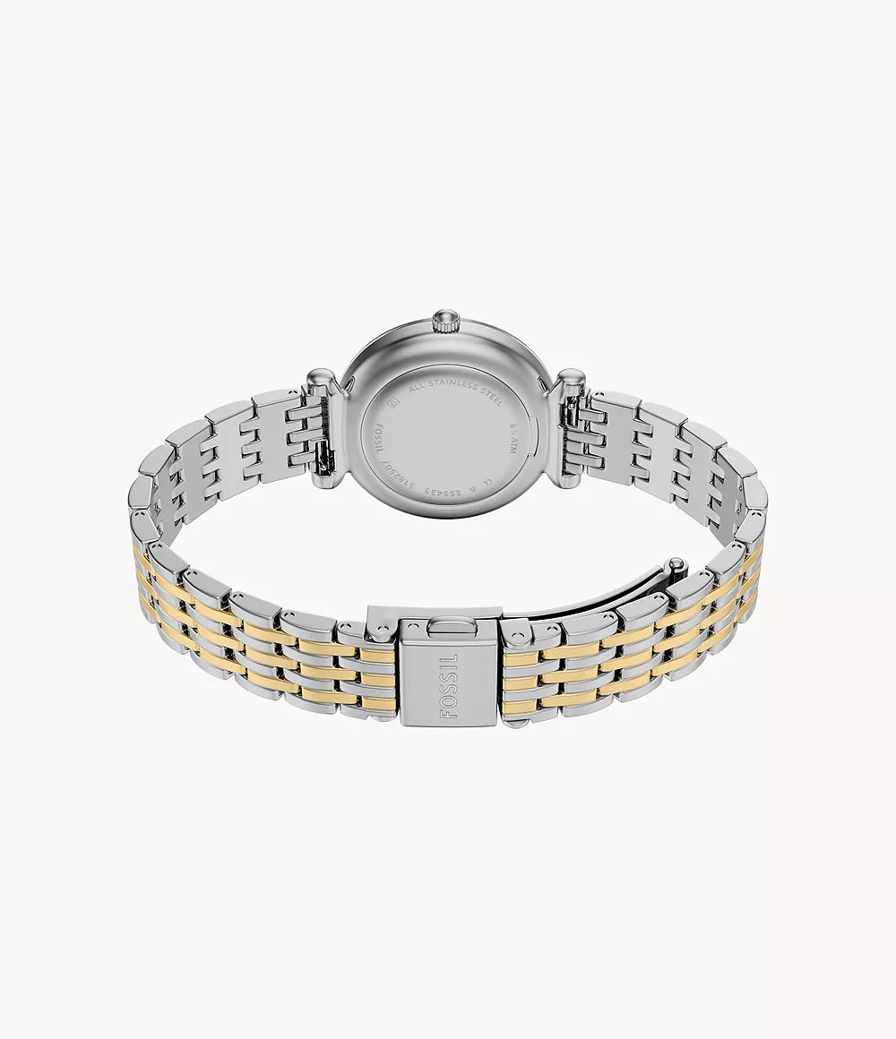 Orologio Carlie Mini 28 mm a tre sfere con bracciale in acciaio bicolore Fossil