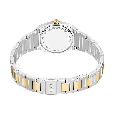 Orologio Everett 27 mm a tre sfere con bracciale in acciaio bicolore Fossil
