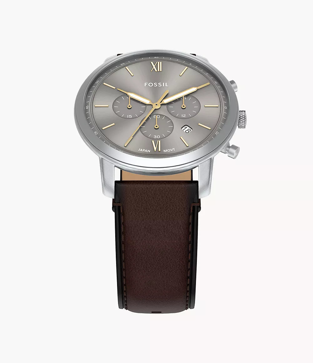 Cronografo Neutra 44 mm con cinturino in pelle marrone Fossil