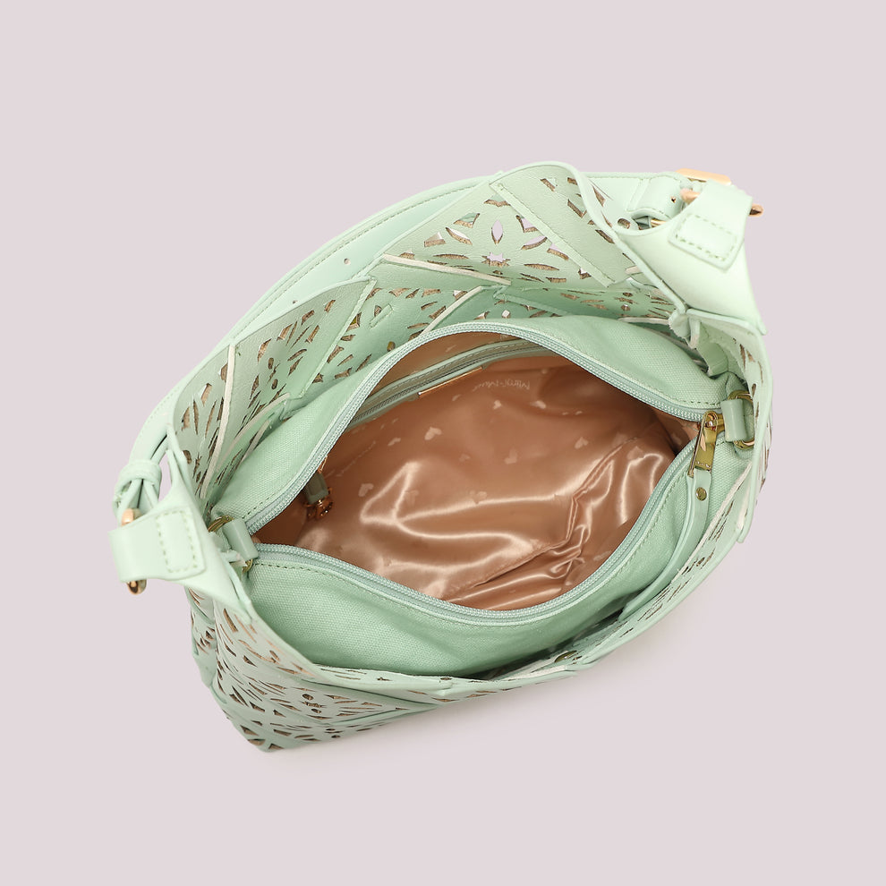 BORSA A SPALLA CON MOTIVO TRAFORATO MIMI-MUA