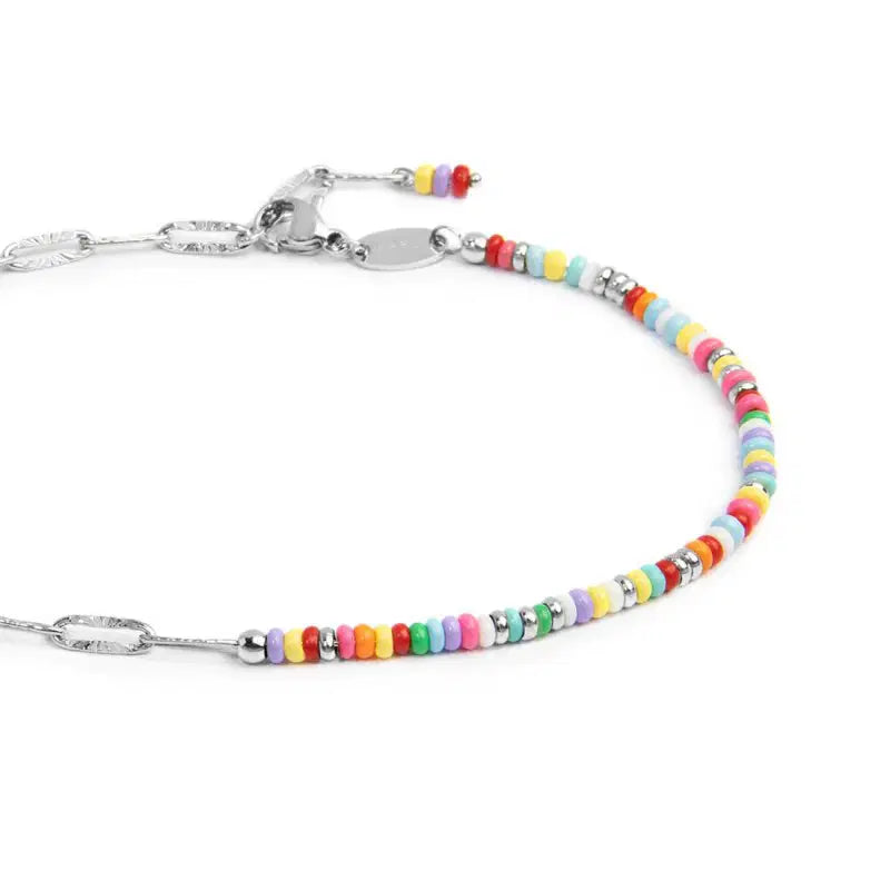 Cavigliera catena con perline di plastica colorate e catena a maglia allungatacon Marlú